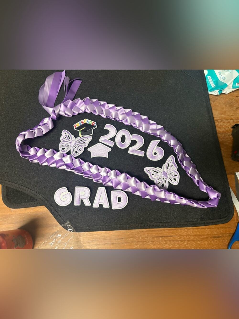 Purple Graduation Lei Set 2026 Butterfly Preschool Grad Decor New